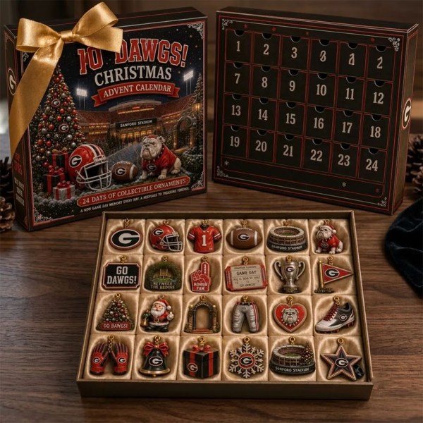 Georgia Bulldogs 24-Day Christmas Ornament Advent Calendar Bulldogs Merch Gifts For Fans - Image 2