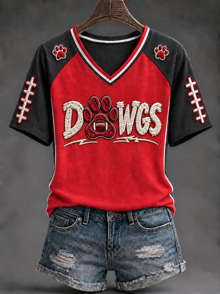 Georgia Bulldogs Merch Georgia Football Women's Game Day V-Neck Shirt Football Fan Gift Ideas