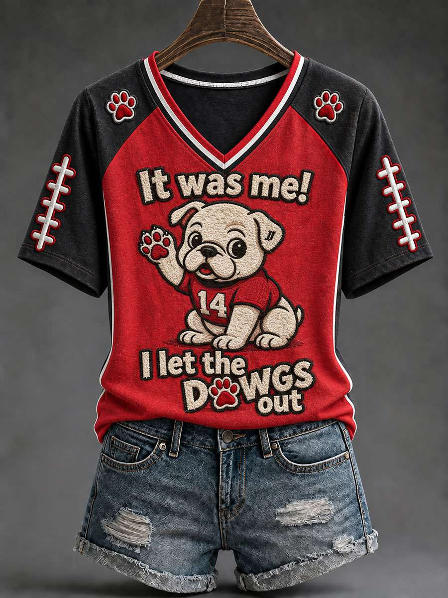 Georgia Bulldogs Merch I Let The Dowgs Out Georgia Football V-Neck Shirt Game Day Gifts
