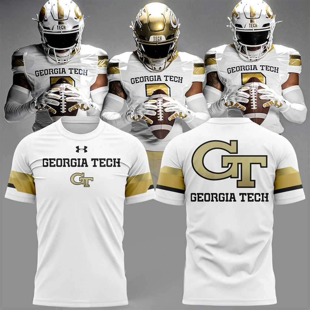 Georgia Tech Football 2026 New White T-Shirt Georgia Tech Football Merch Bonus Dad Gifts
