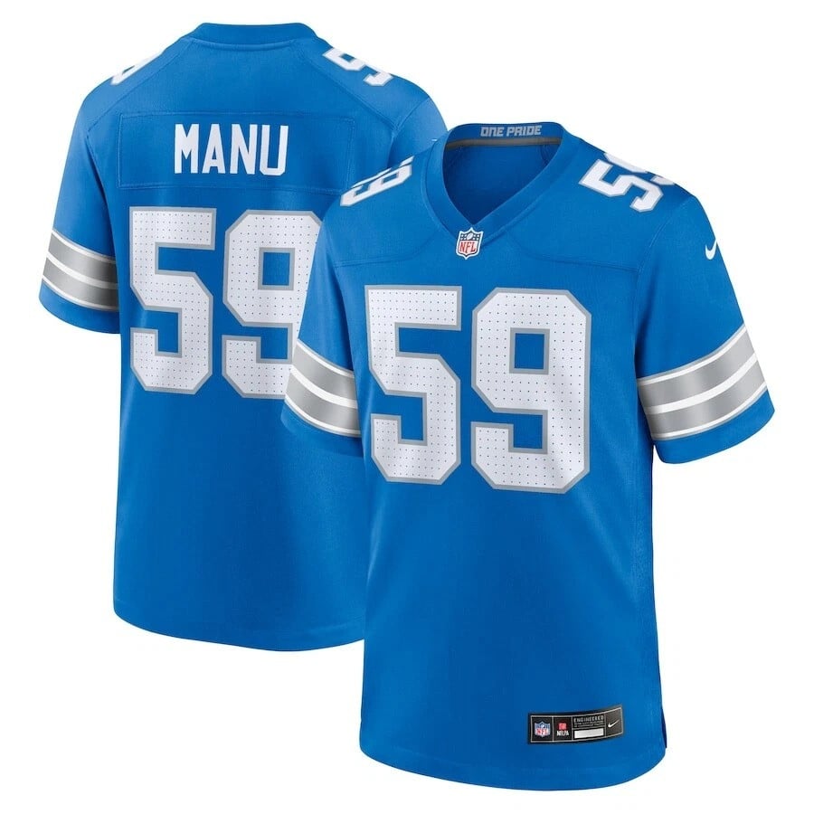 Giovanni Manu Detroit Lions 2025 Player Game Jersey - Blue
