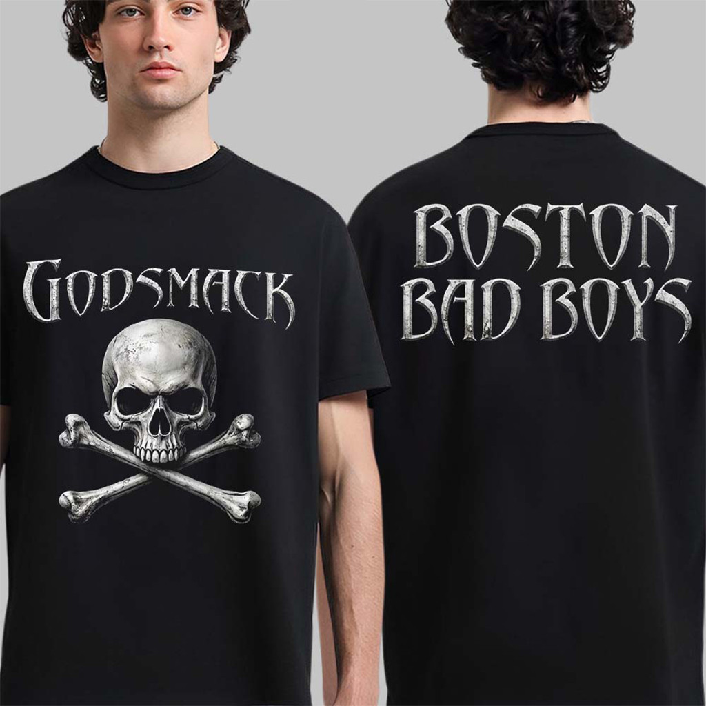 Godsmack The Rise Of Rock World Tour 2026 Merch Boston Bad Boys Skull T-Shirt Brother Gifts