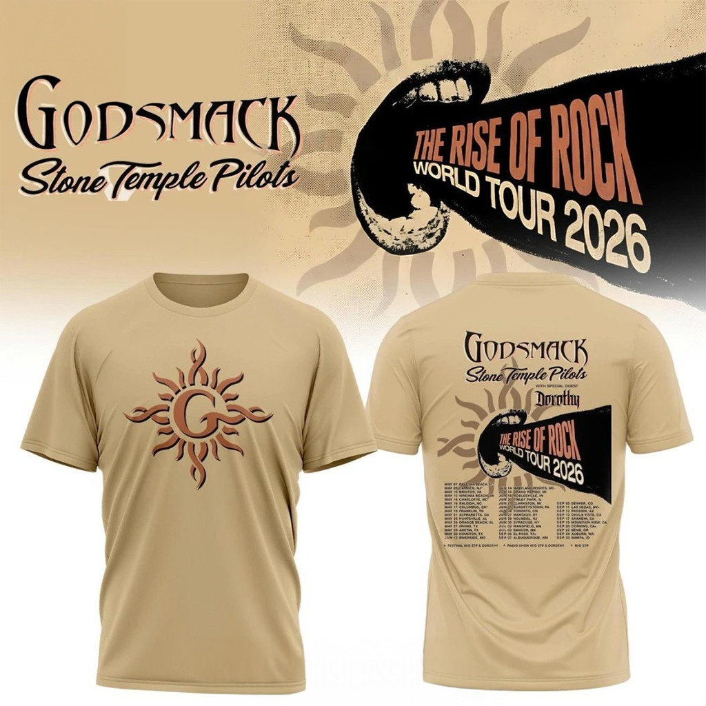 Godsmack The Rise Of Rock World Tour 2026 T-Shirt Godsmack Merch Great Father's Day Presents