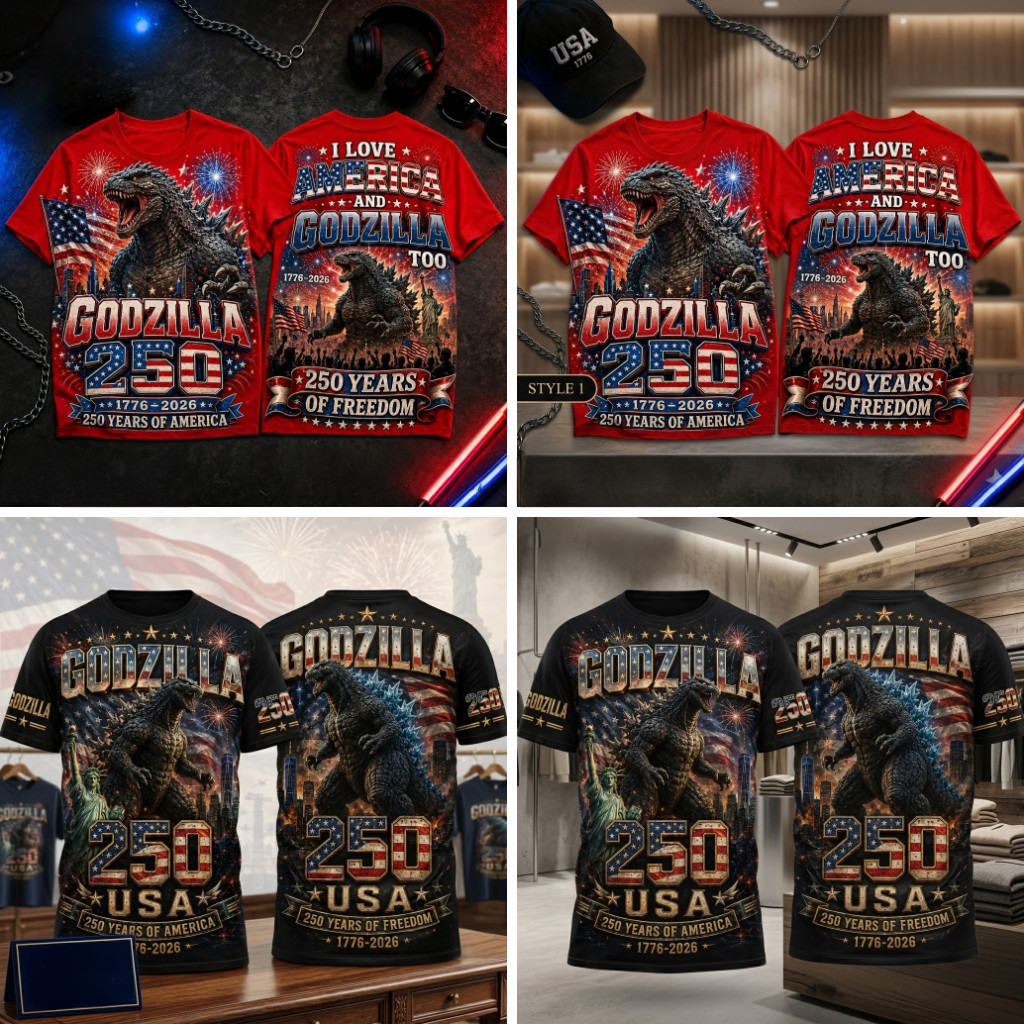 Godzilla America 250th Independence T-Shirt Godzilla Merch Best 4th Of July Gift Ideas