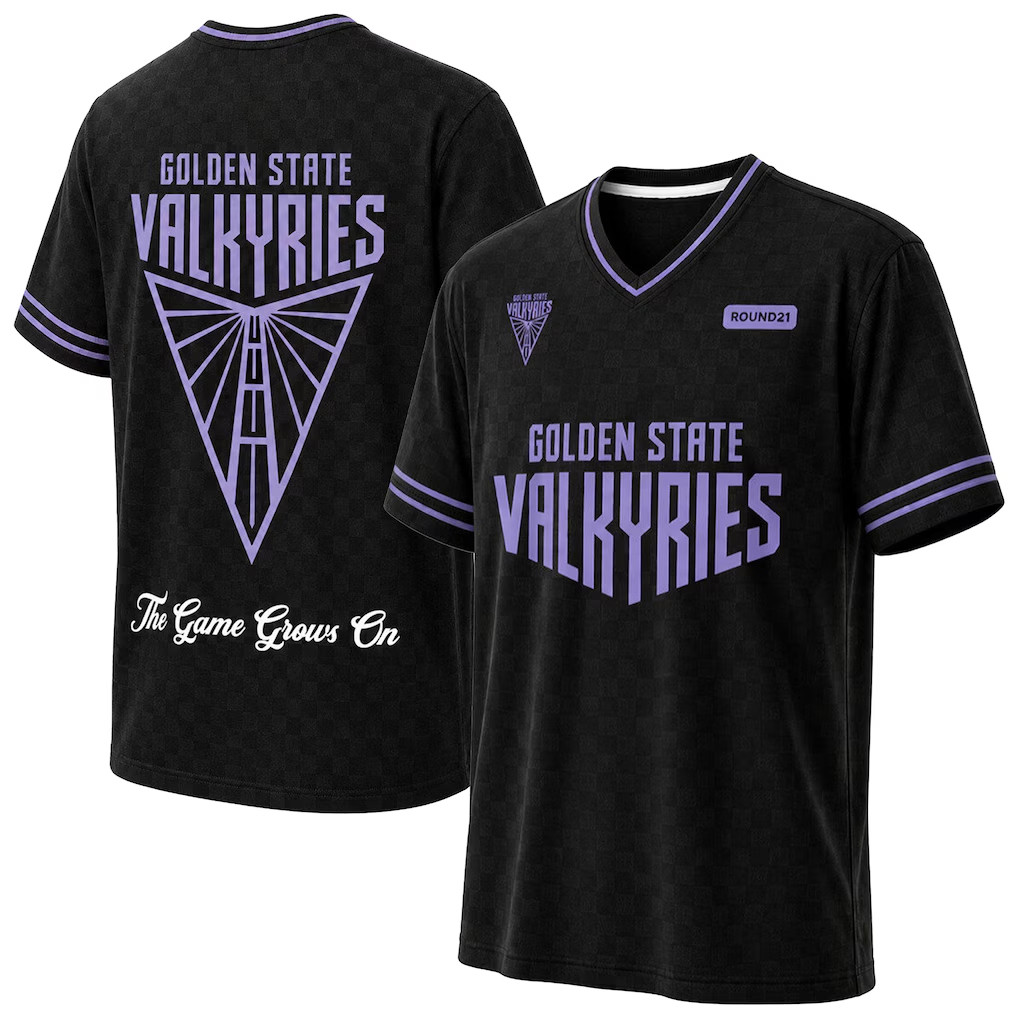 Golden State Valkyries Merch 2026 Golden State Valkyries round21 Black V-Neck T-Shirt Fan Gifts