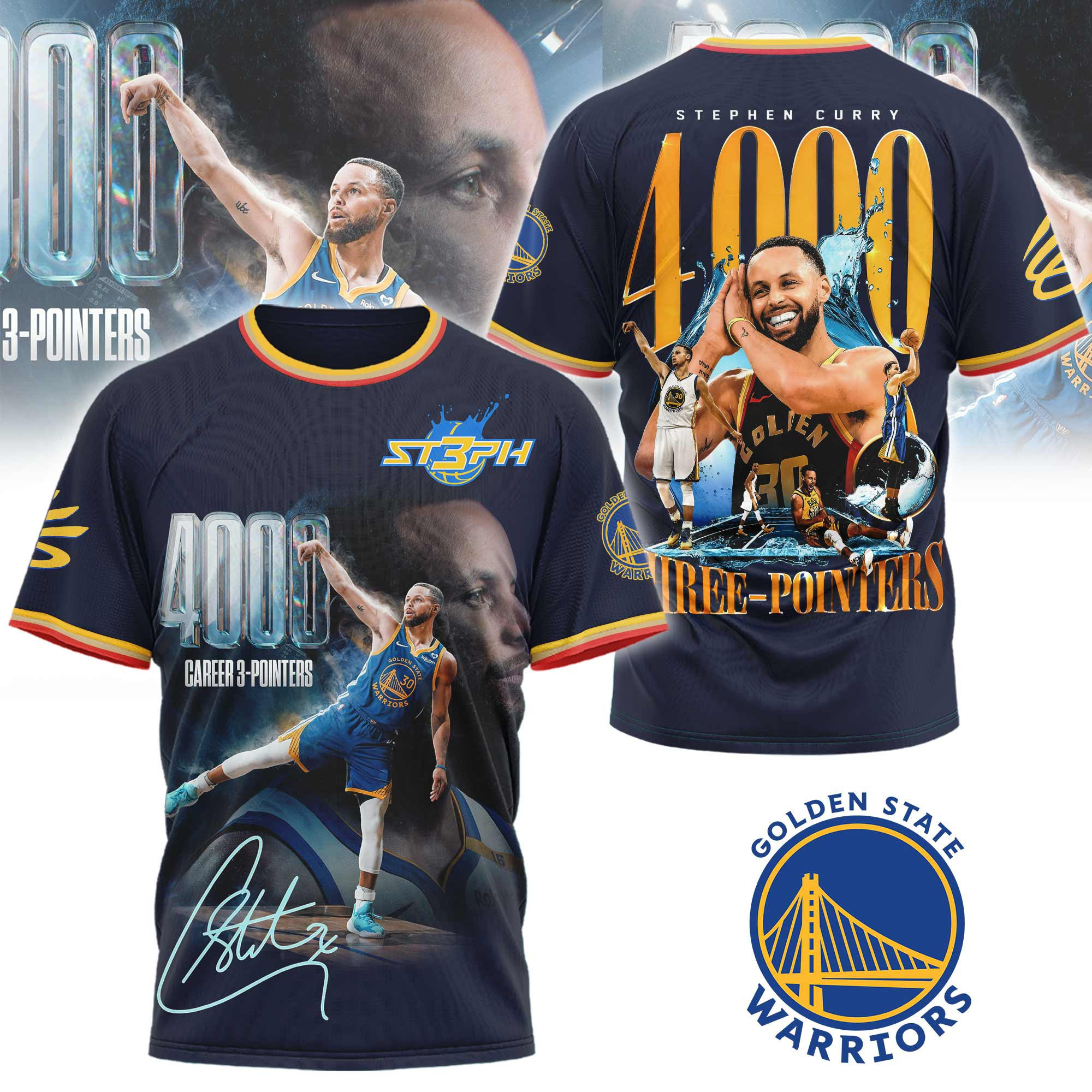 Golden State Warriors Merch 2026 Stephen Curry 4000 Career 3-Pointers Shirt Basketball Fan Gift