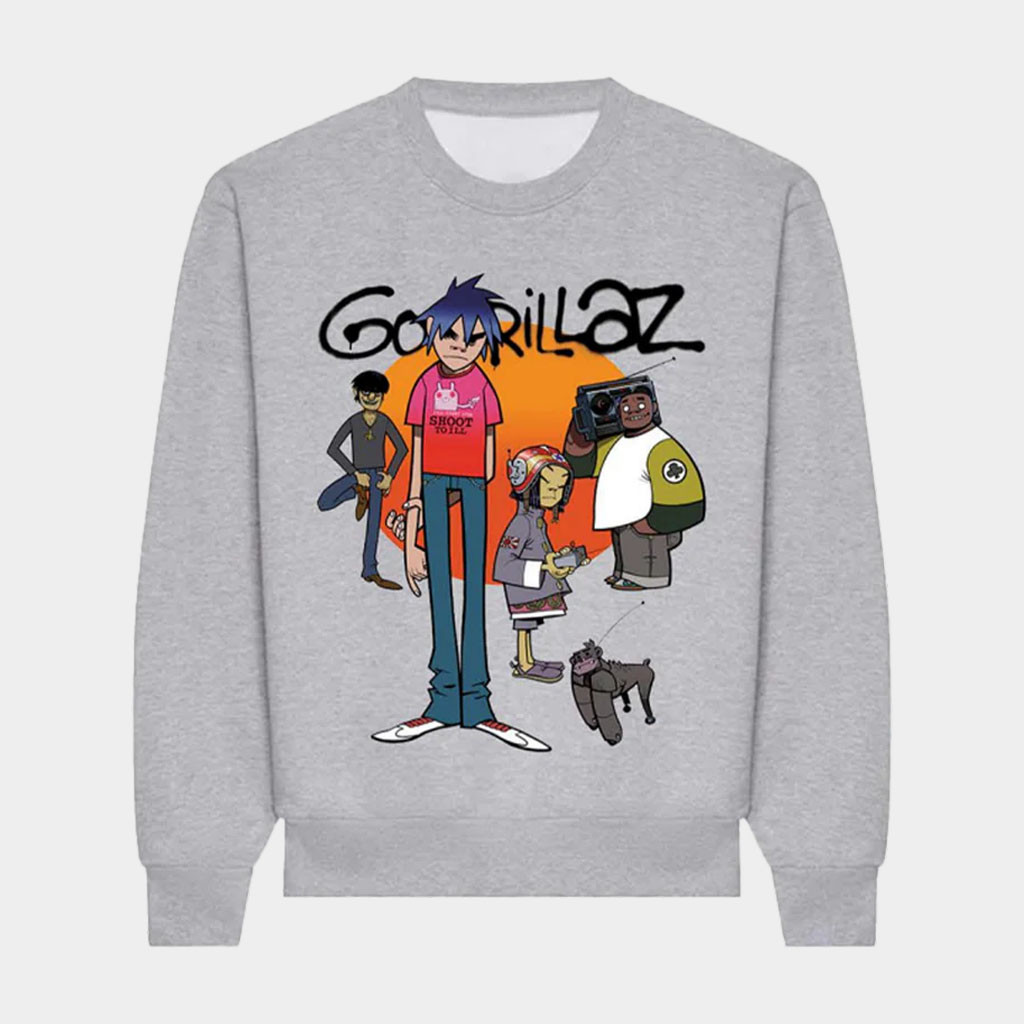 Gorillaz Merch 2026 Band Grey Sweatshirt Best Gifts For Music Lovers