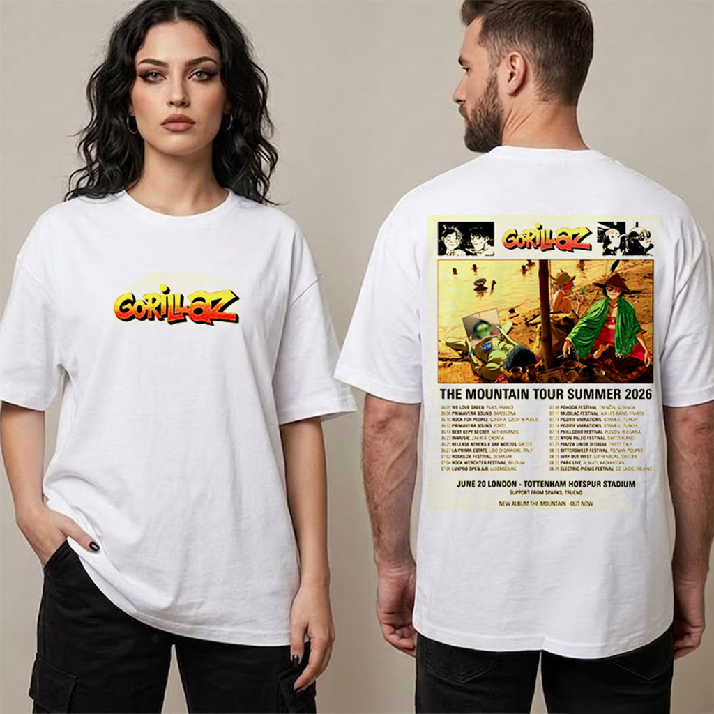 Gorillaz The Mountain Tour Summer 2026 T-Shirt Gorillaz Merch Gifts For Band Fans