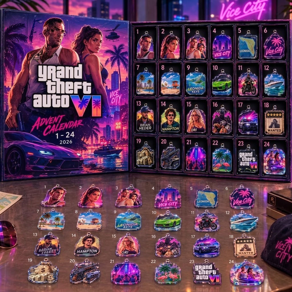 Grand Theft Auto VI Advent Calendar 2026 24 Days Christmas Ornaments Box GTA 6 Merch Gamer Gift