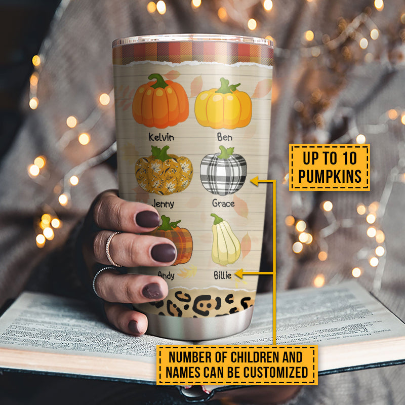 Grandmother Grandchildren Grandma's Little Pumpkins Family Fall Autumn Custom Tumbler - Image 3