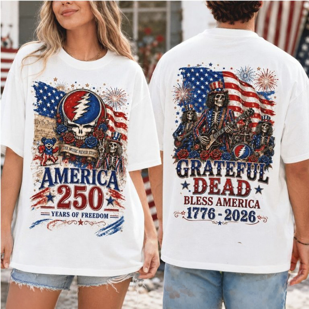 Grateful Dead America 250 Years Of Freedom Vintage Graphic T-Shirt Grateful Dead Merch White