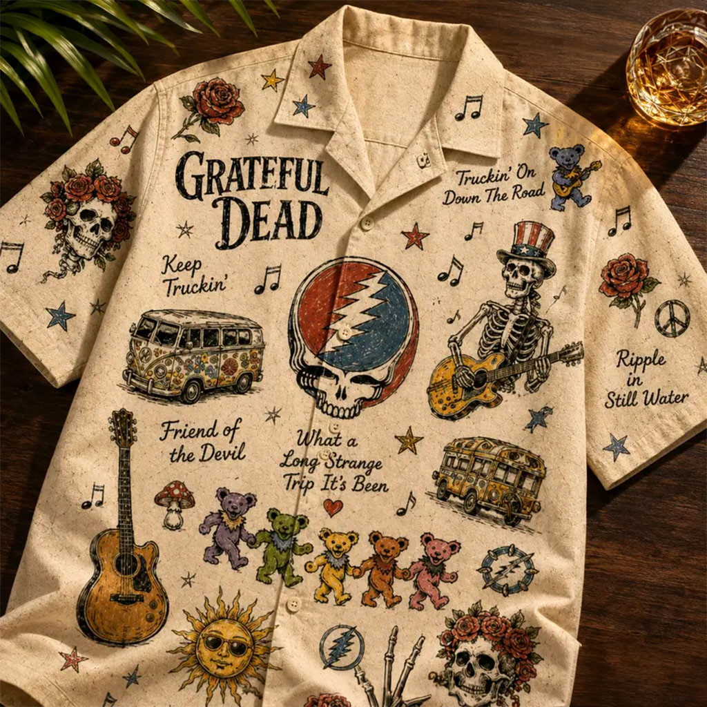 Grateful Dead Dancing Bears Vintage Hawaiian Shirt Grateful Dead Merch Gifts For Brother