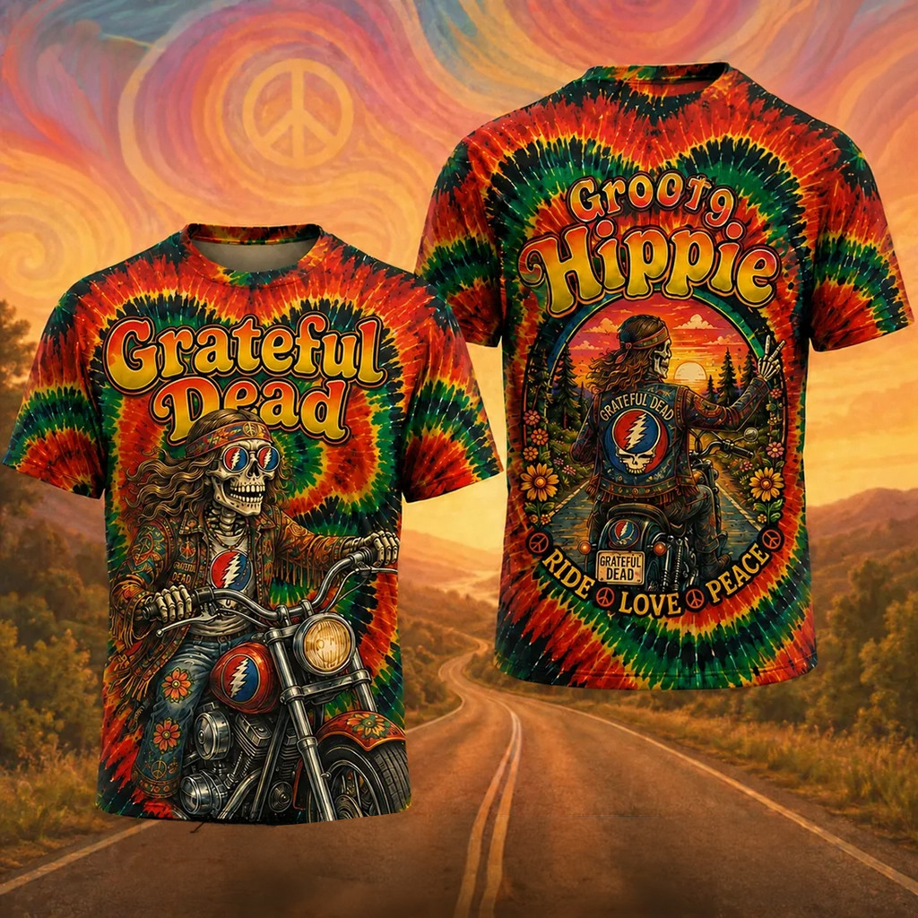 Grateful Dead Groovy Hippie Tie Dye T-Shirt Ride Love Peace Shirt Grateful Dead Merch Fan Gifts