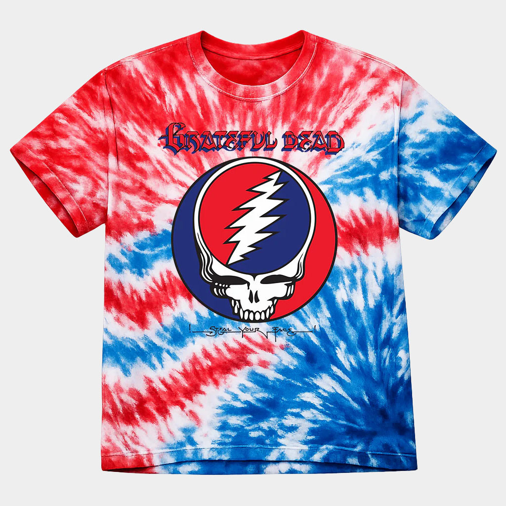 Grateful Dead Merch 2026 Steal Your Face Album Tie Dye T-Shirt Cool Gifts For Rock Lovers