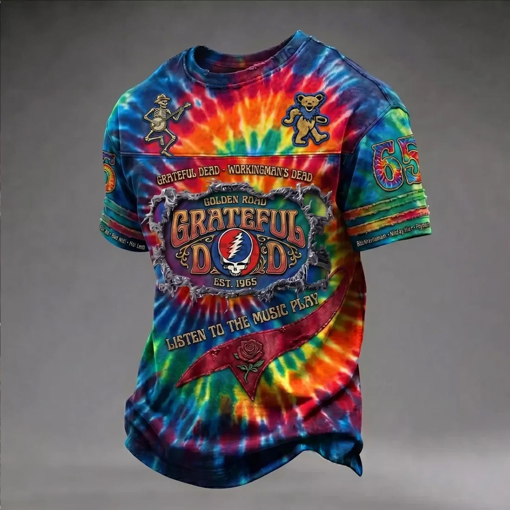 Grateful Dead Workingman's Dead Rainbow Tie Dye T-Shirt Grateful Dead Merch Gifts For Band Fan