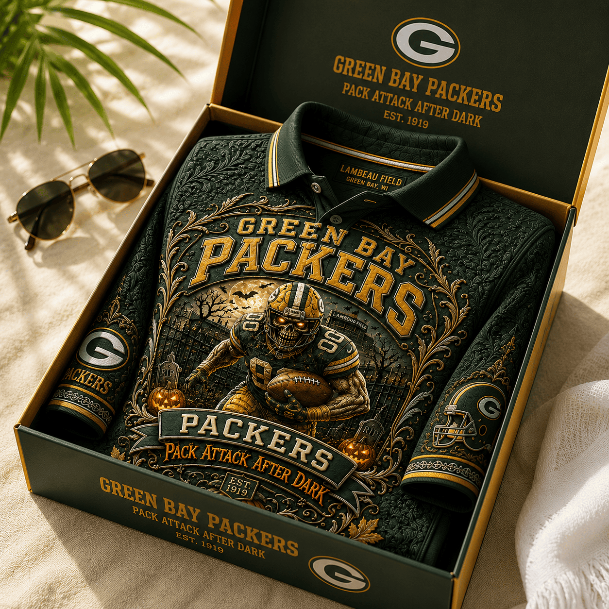 Green Bay Packers 2026 Halloween Merch Pack Attack After Dark Polo Shirt Football Fan Gear