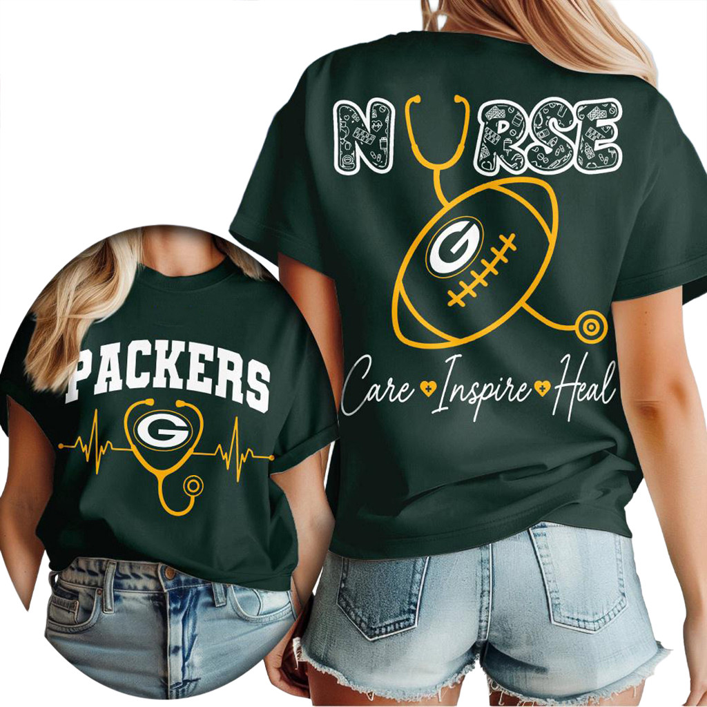Green Bay Packers 2026 NFL Nurse Care Inspire Heal T-Shirt Packers Merch Present For Fans