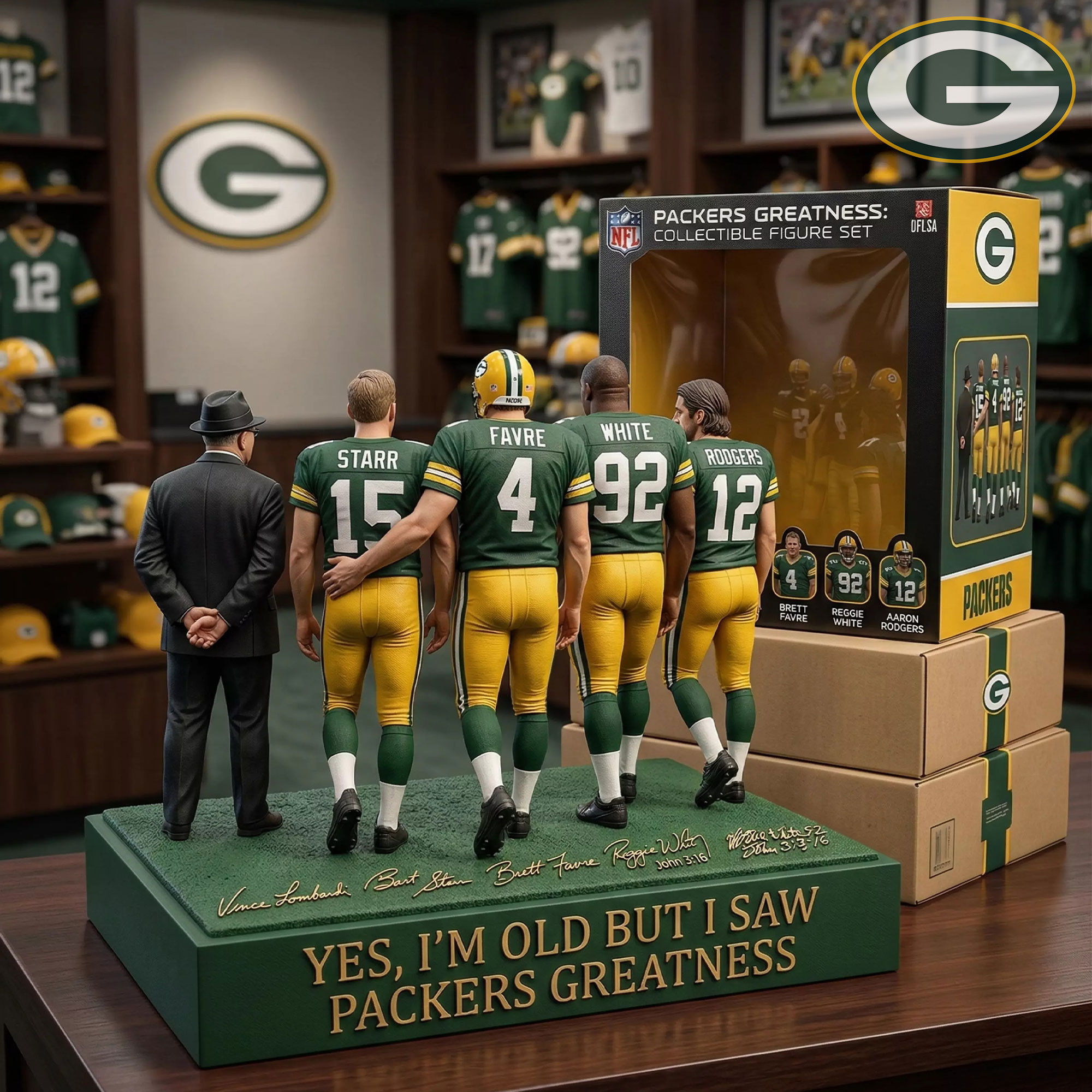 Green Bay Packers Merch 2026 Yes I'm Old But I Saw Packers Greatness Acrylic Plaque Gifts Ideas
