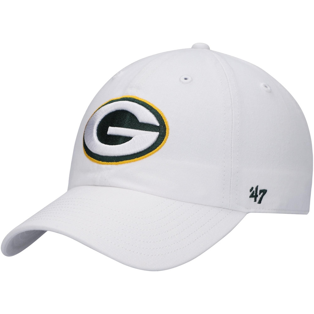 Green Bay Packers Merch - Men's '47 Clean Up Adjustable Hat, White - Best Football Christmas Gifts