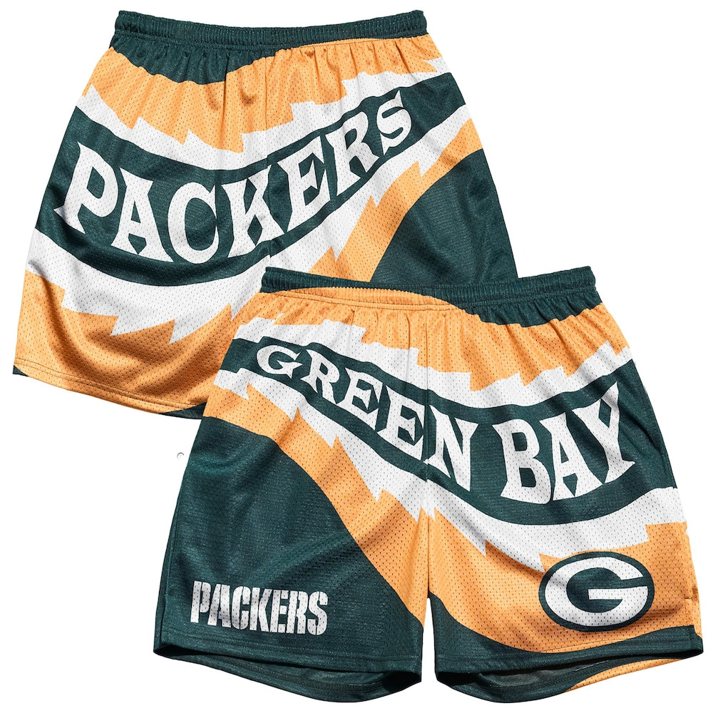 Green Bay Packers Merch - Men's Chalk Line Saw Blade Retro Shorts, Green - Football Christmas Gifts