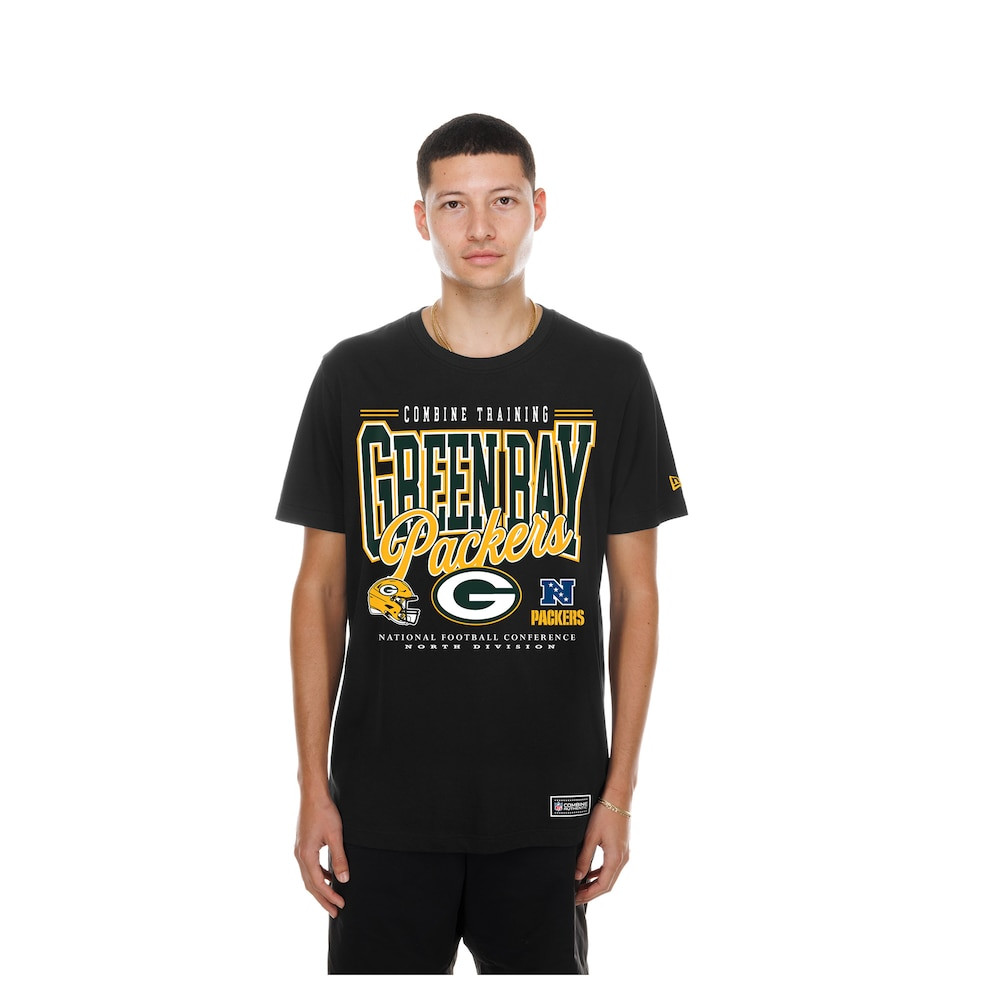 Green Bay Packers Merch - Men's Combine Authentic T-Shirt, Black - New Era - Football Fan Present Ideas