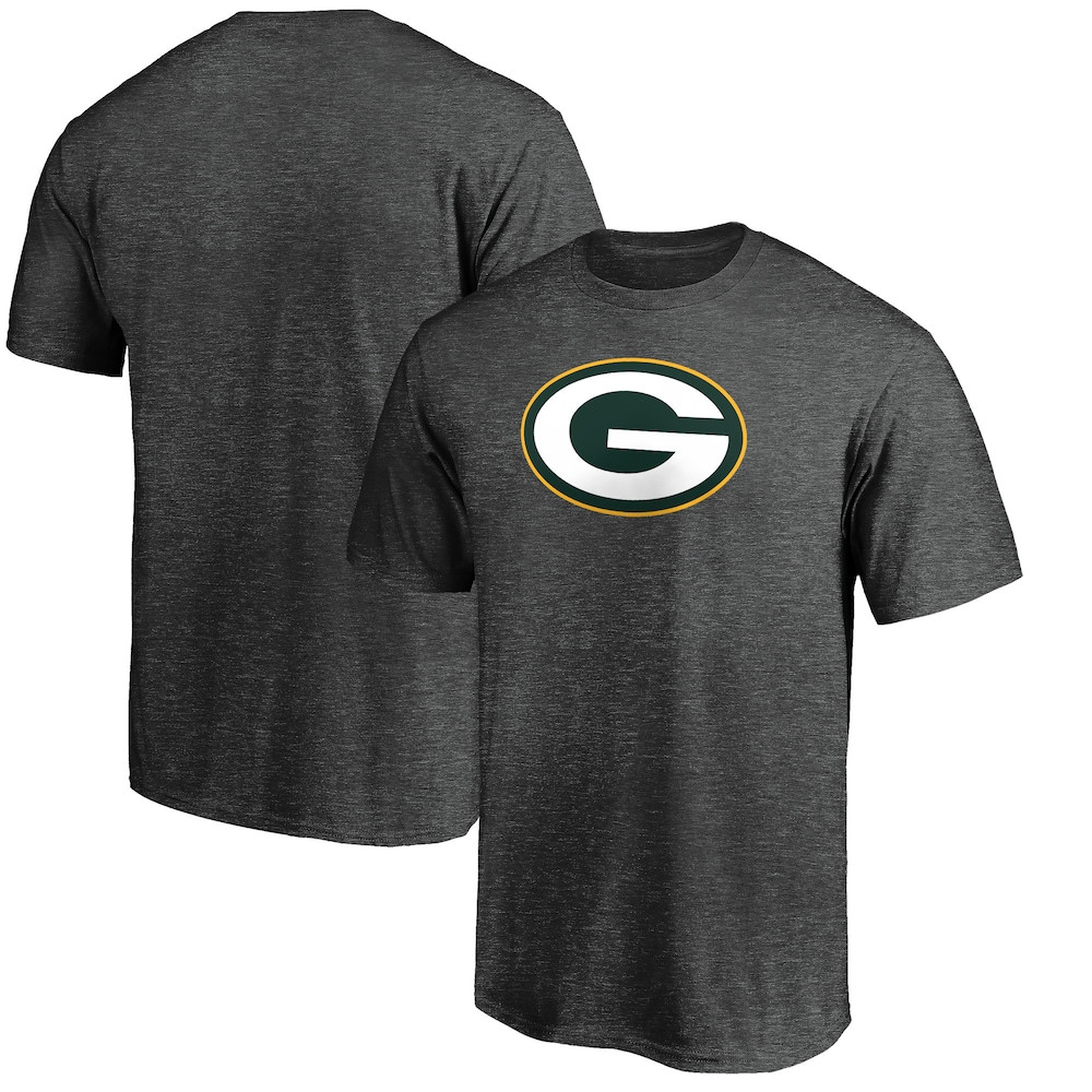 Green Bay Packers Merch - Men's Fanatics Heather Primary Logo T-Shirt, Charcoal - Best Football Gift Ideas