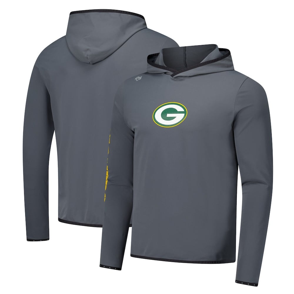 Green Bay Packers Merch - Men's Greyson Clothiers Colorado Long Sleeve Hoodie T-Shirt, Charcoal - Best Football Gift Ideas