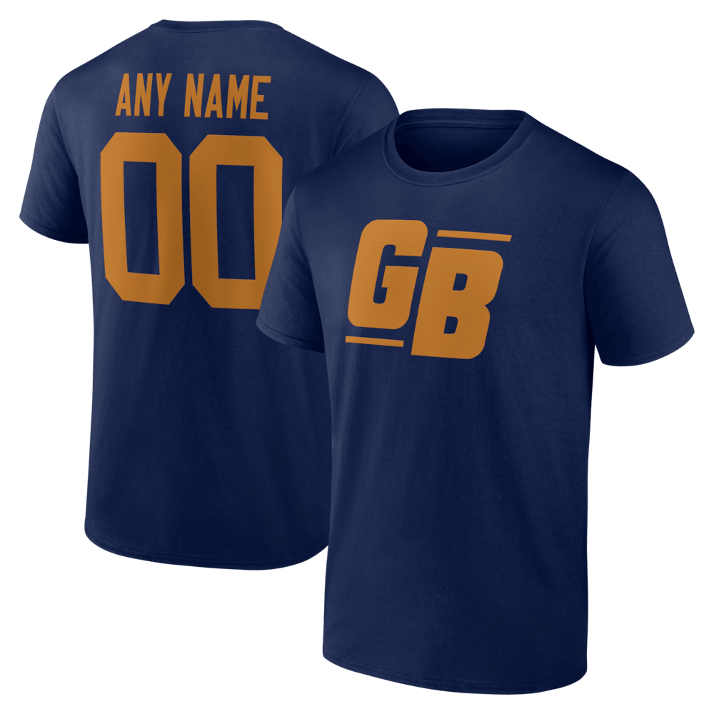 Green Bay Packers Merch - Men's Team Authentic Classic Personalized Name & Number T-Shirt, Big & Tall, Navy - Football Gift Ideas For Men