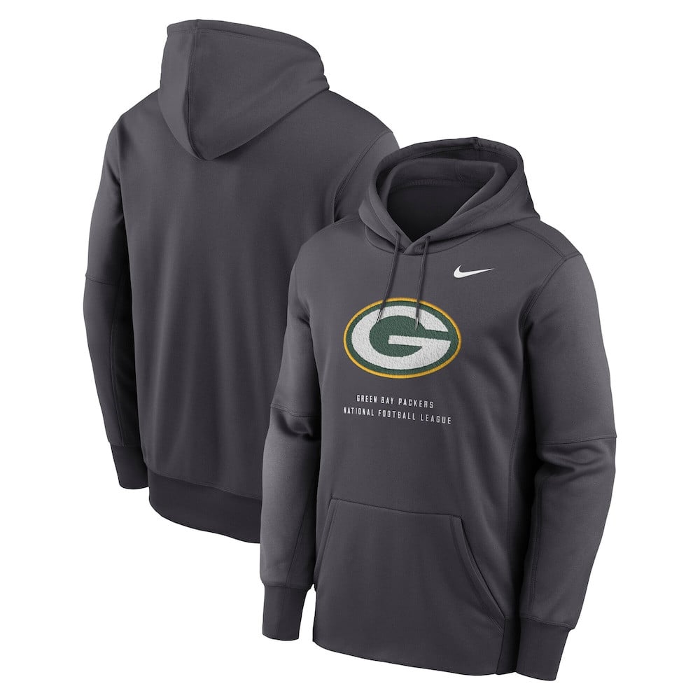 Green Bay Packers Merch - Men's Toss Sweep Therma-FIT Hoodie, Charcoal - Football Enthusiast Gifts