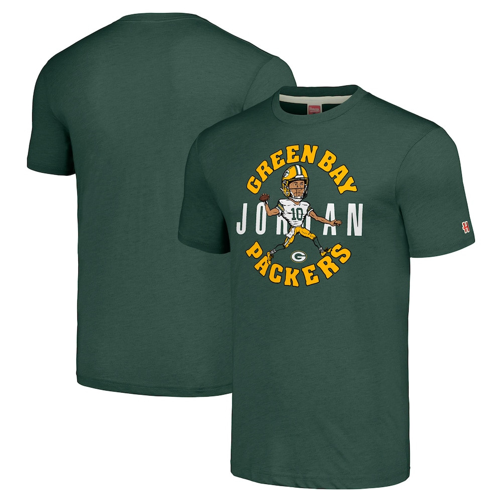 Green Bay Packers Merch - Unisex Jordan Love Homage Caricature Player T-Shirt, Green - Cool Football Gifts