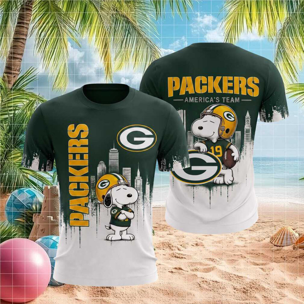 Green Bay Packers Snoopy Football T-Shirt America's Team Shirt Packers Merch Gift For Fans