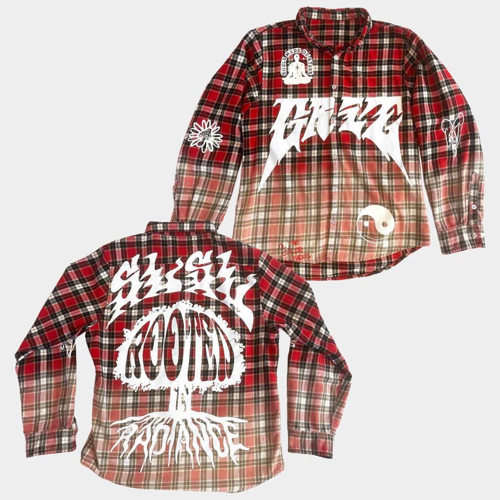 Griz Merch 2026 GRiZ Rooted In Radiance Red Flannel Button Up Shirt Birthday Gift For Brother