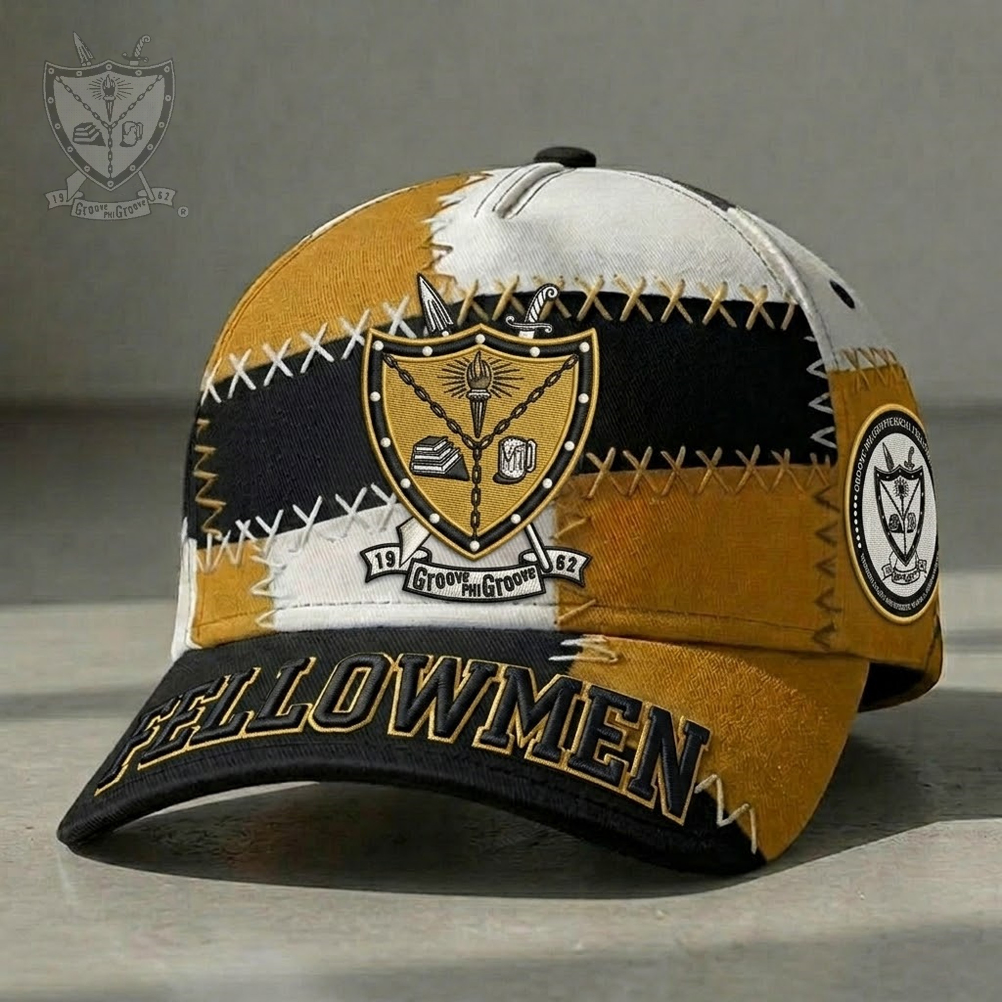 Groove Phi Groove Patchwork Hat Fellowmen Cap GPG Fraternity Merch Gifts For Friends