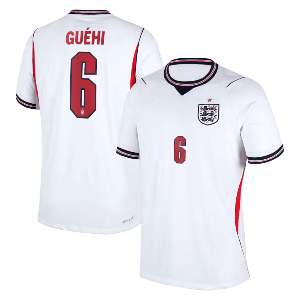 Guehi #6 England Home Match Jersey England World Cup 2026 Merch Football Fan Gear Gift For Him