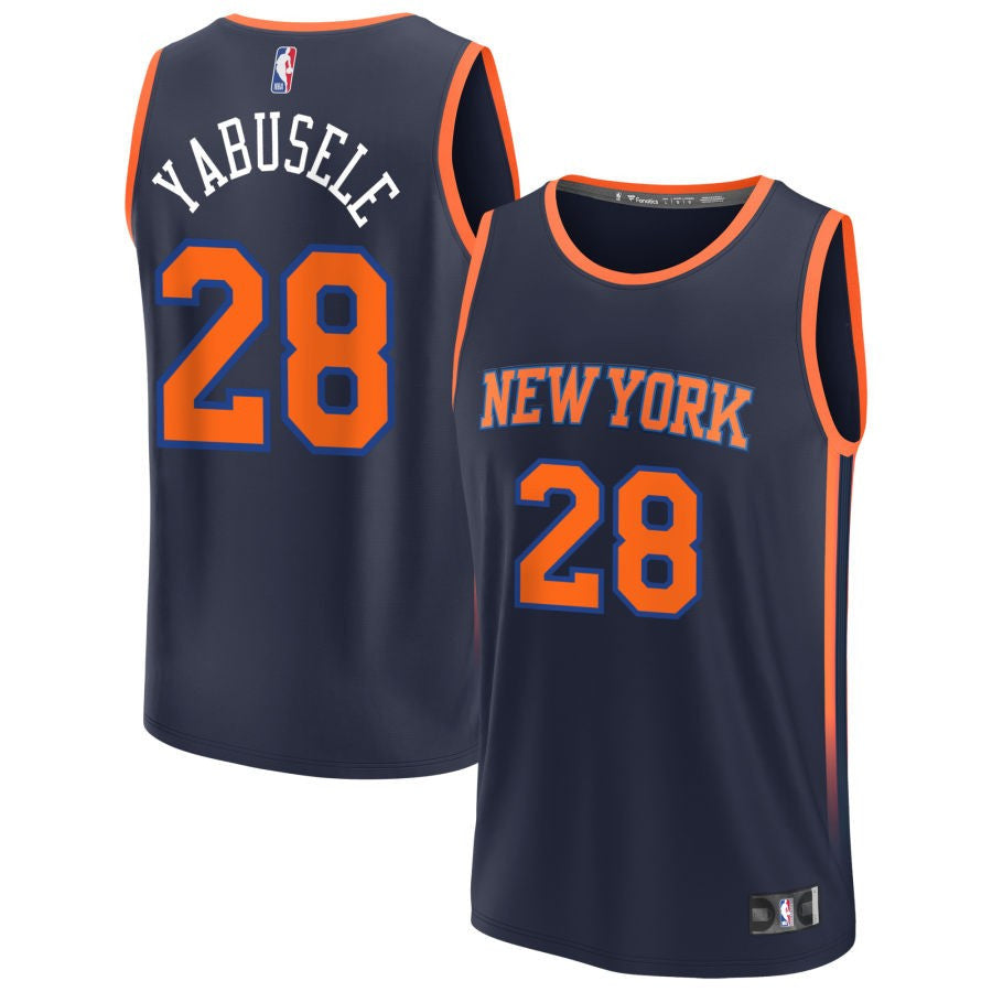Guerschon Yabusele New York Knicks 2025 Fast Break Statement Edition Jersey - Navy