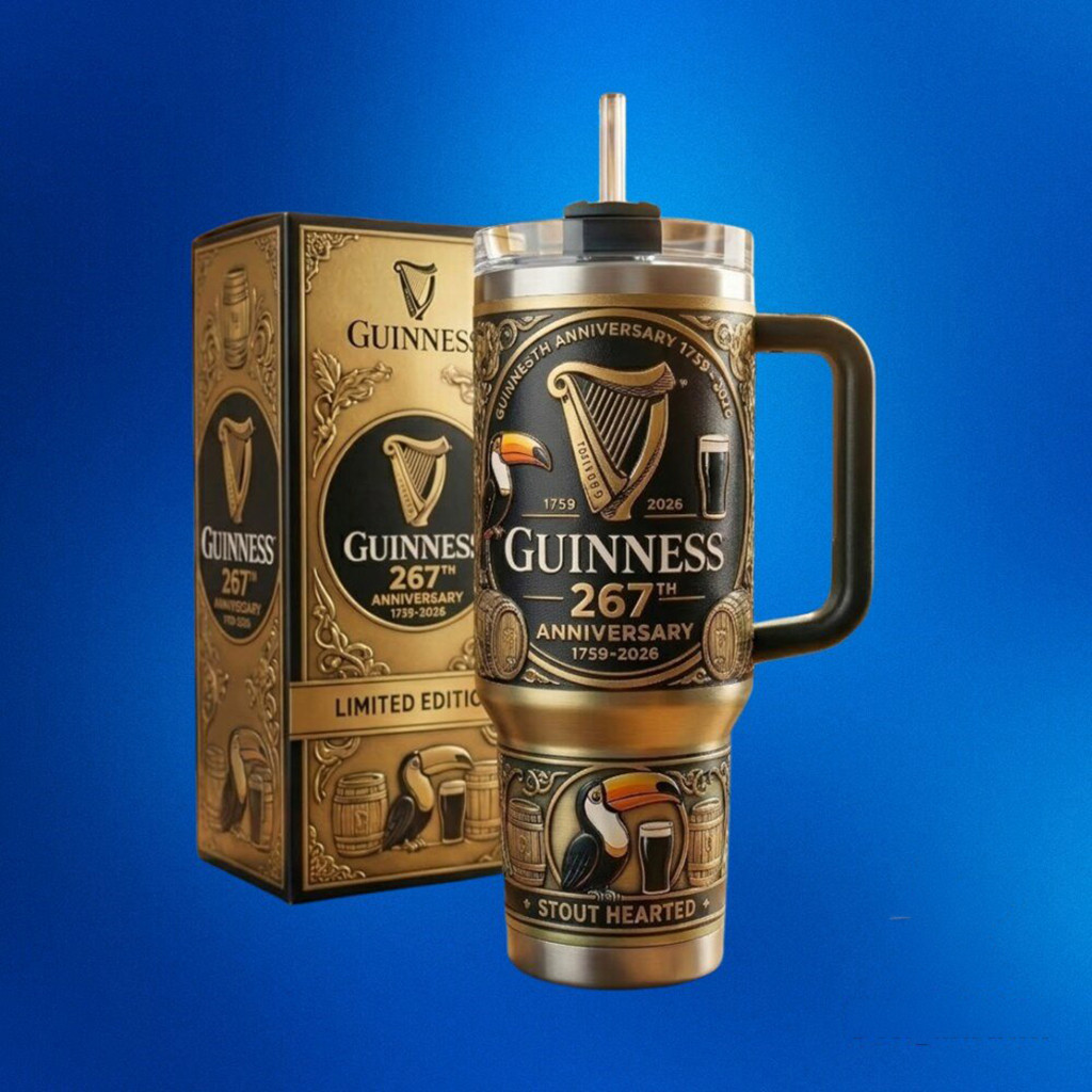 Guinness 267th Anniversary 1759 2026 Tumbler Stout Hearted Travel Cup Guinness Merch Dad Gifts