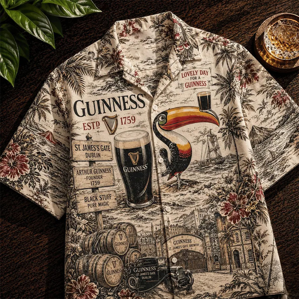 Guinness Beer Summer Tropical Hawaiian Shirt Vintage Aloha Shirt Gifts For Beer Lovers