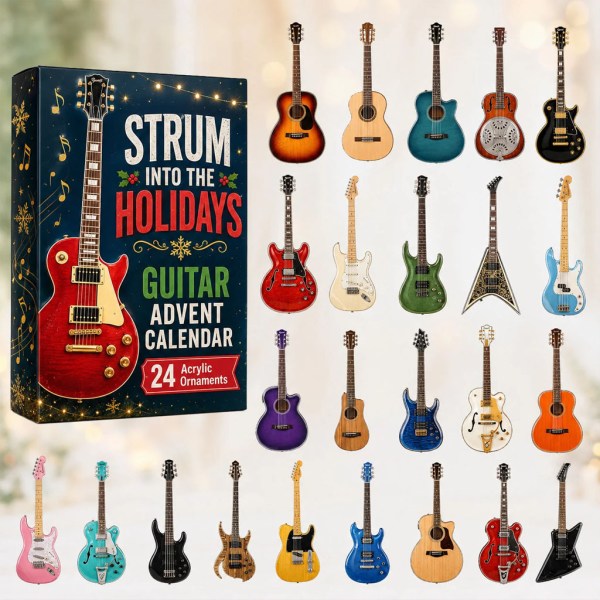 Guitar Advent Calendar 2026 Strum Into The Holiday 24-Day Acrylic Ornaments Box Christmas Decor - Image 2