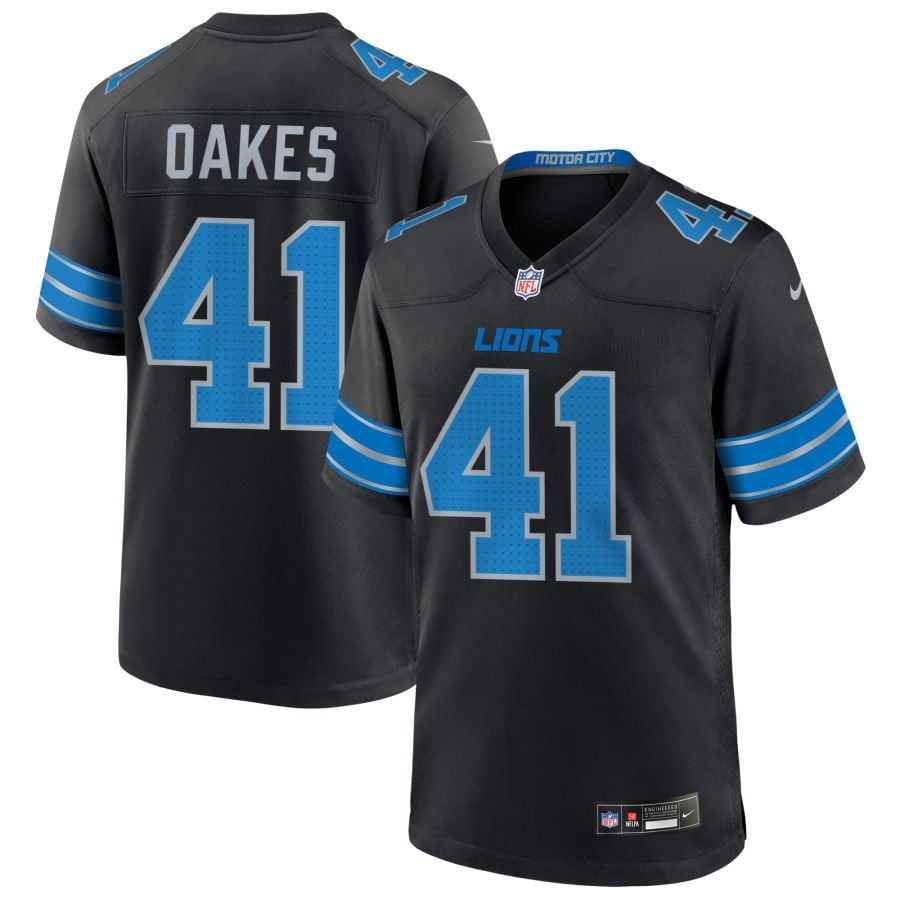 Gunnar Oakes Detroit Lions 2025 Alternate Game Jersey - Black