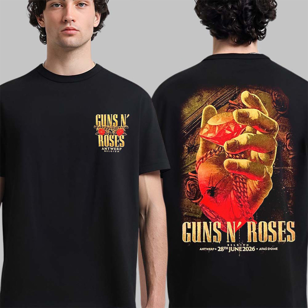 Guns N Roses Antwerp Belgium 2026 Specific Event T-Shirt At Afas Dome Shirt GNR Merch Black