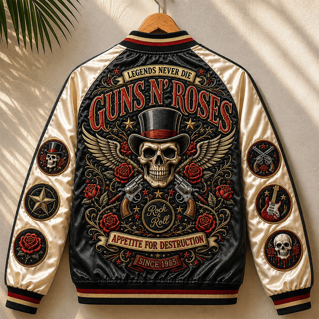 Guns N Roses Merch Legends Never Die Appetite for Destruction Varsity Jacket Rock N Roll Fan Gift