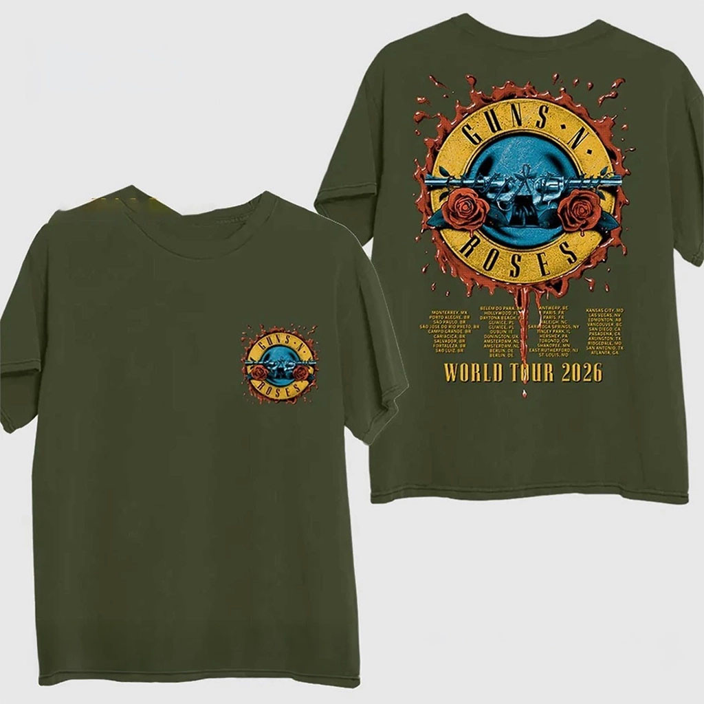 Guns N' Roses World Tour Dates 2026 Logo T-Shirt GNR Merch Best Gift For Rock Band Fans