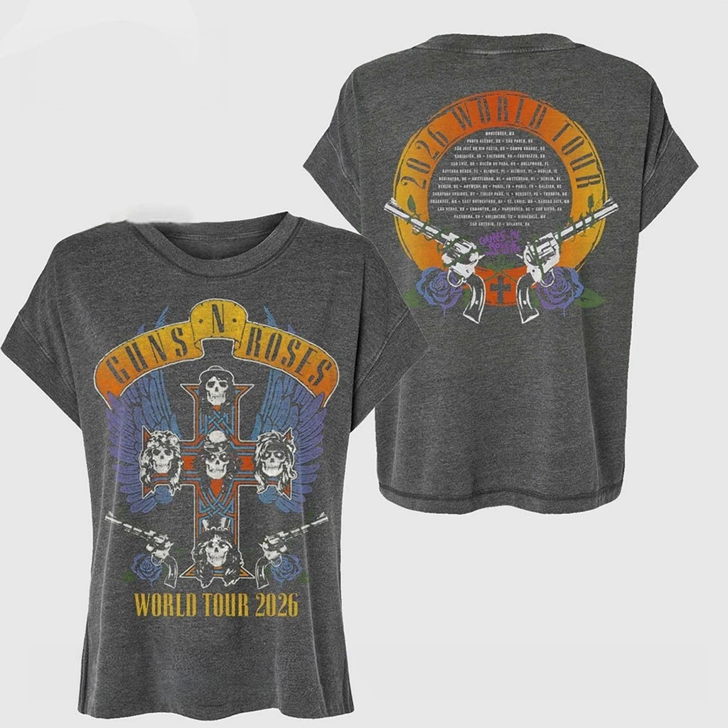 Guns N'Roses 2026 World Tour Dates T-Shirt GNR Merch Present For Band Fans