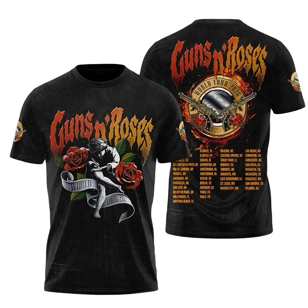 Guns N'Roses 2026 World Tour Graphic T-Shirt GNR Merch Music Related Gifts For Guys