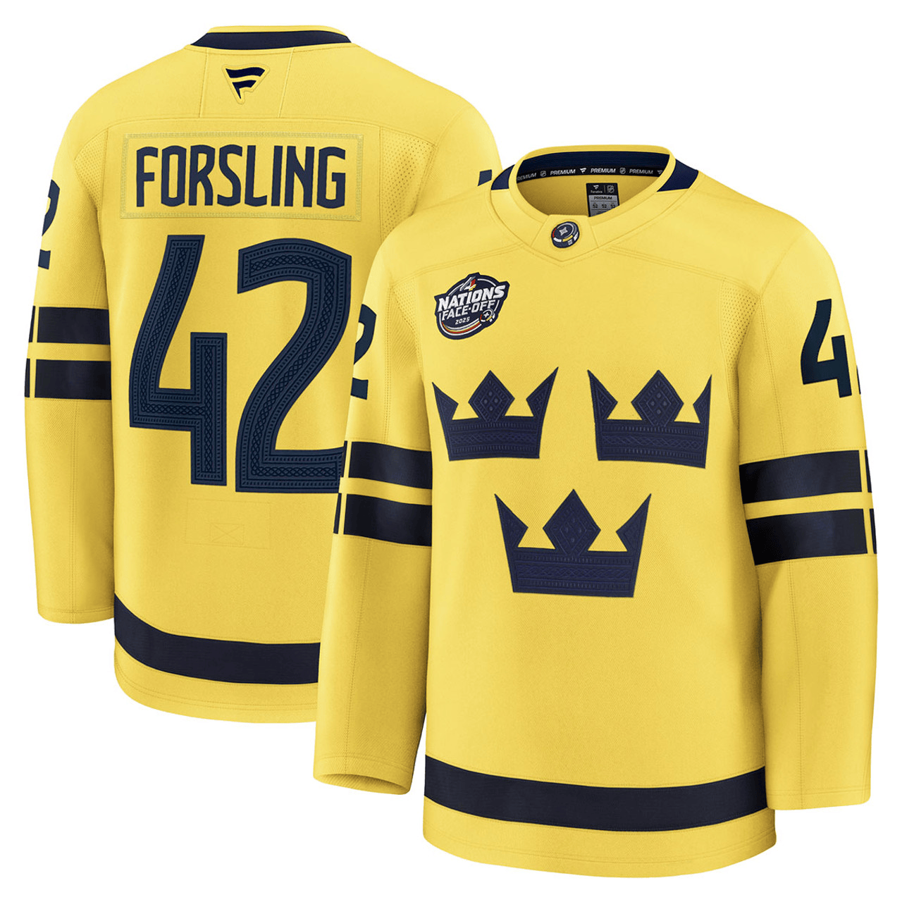 Gustav Forsling Sweden 2025 4 Nations Face-Off Premium Yellow Jersey