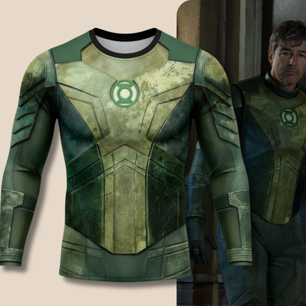 Hal Jordan's Tactical Green Lantern Suit Cosplay Costume Compression Shirt DC Comics Rash Guard