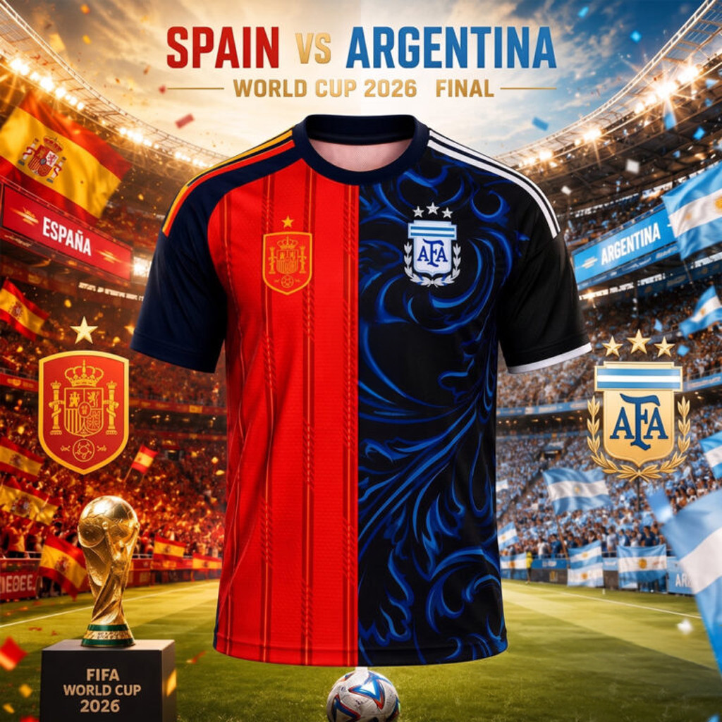 Half Spain Half Argentina Jersey World Cup 2026 Final Merch Football Fan Gear Gift For Brother