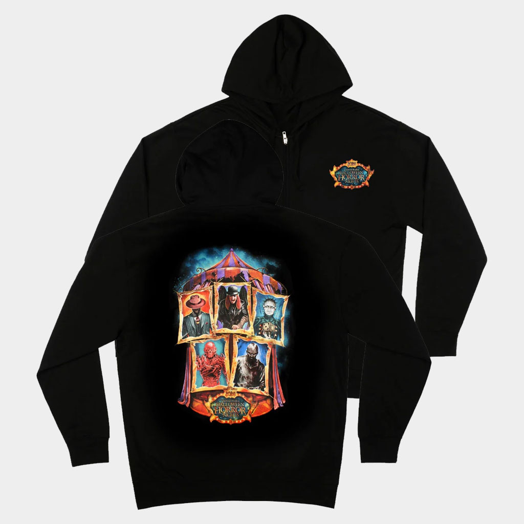Halloween Horror Nights 2026 Key Art Zip Hoodie Halloween Horror Nights Merch Friends Gifts