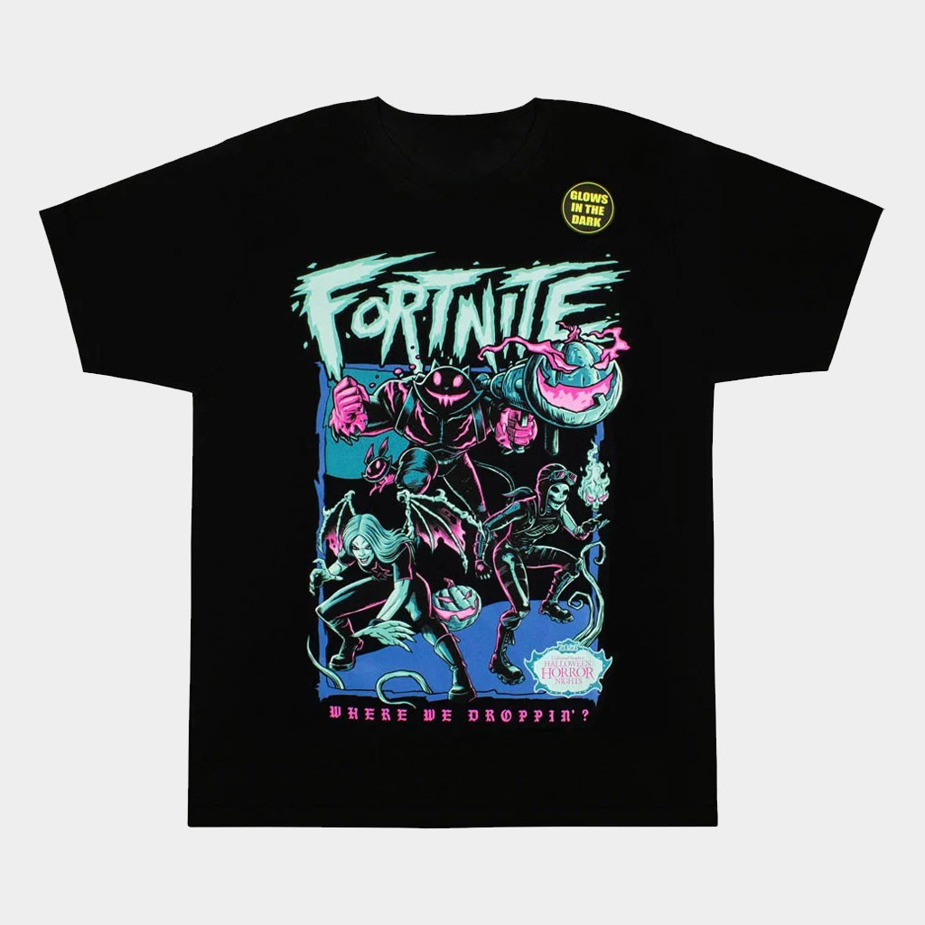 Halloween Horror Nights Merch 2026 Fortnitemares T-Shirt Where We Dropin Shrit HHN Merch