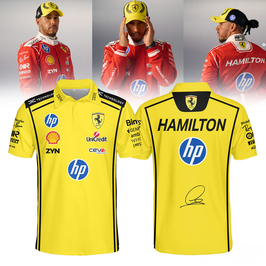 Hamilton Scuderia Ferrari 2026 Signed Polo Shirt Racing Fan Apparel Hamilton Scuderia Merch